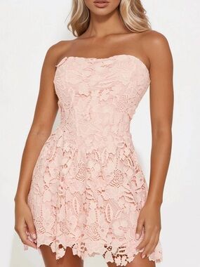 Sweet Love Lace Mini Dress - Blush Fashion Nova